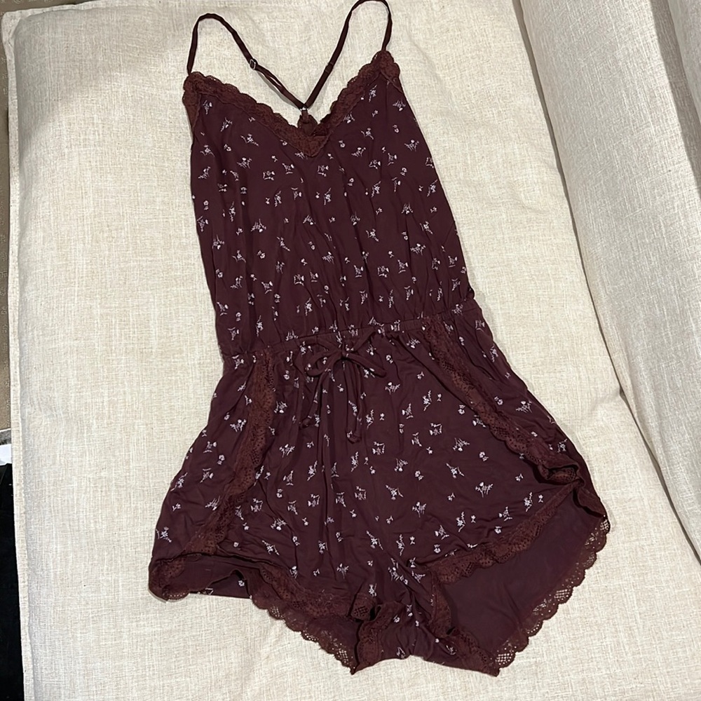 Abercrombie sleep romper with lace detail